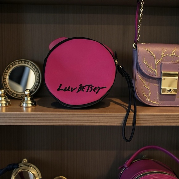 Luv Betsey Bear Face Wristlet with Iridescent heart shaped Glasses - Picture 2 of 3